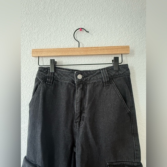 PacSun Black Denim Cargo 90s Joggers SZ 25 - Picture 4 of 7